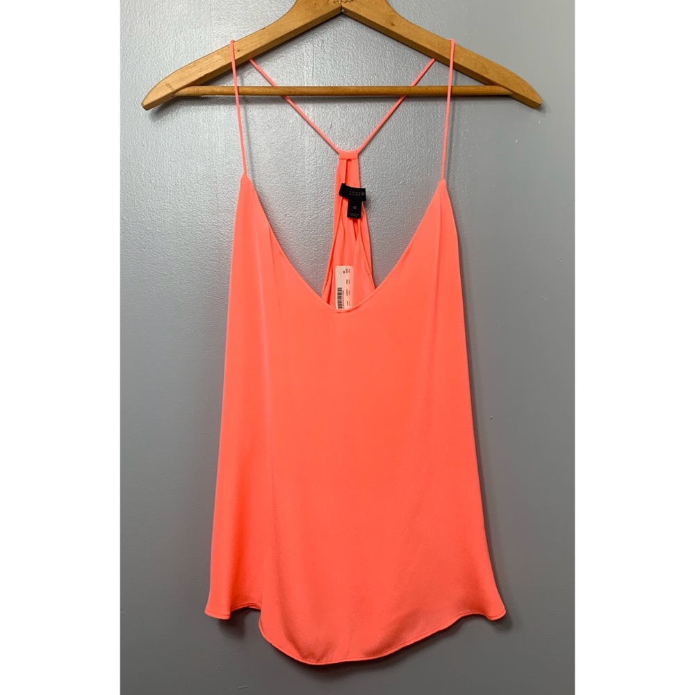 J. CREW Silk Neon Pink Strappy Tank Top